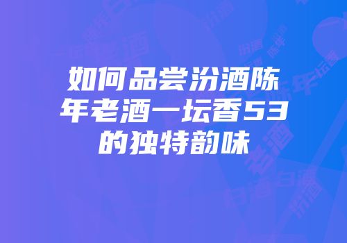 如何品尝汾酒陈年老酒一坛香53的独特韵味