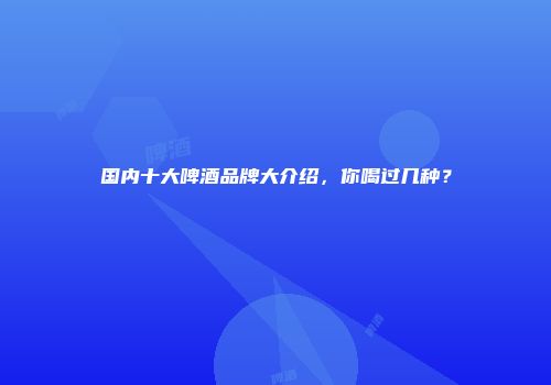 国内十大啤酒品牌大介绍，你喝过几种？