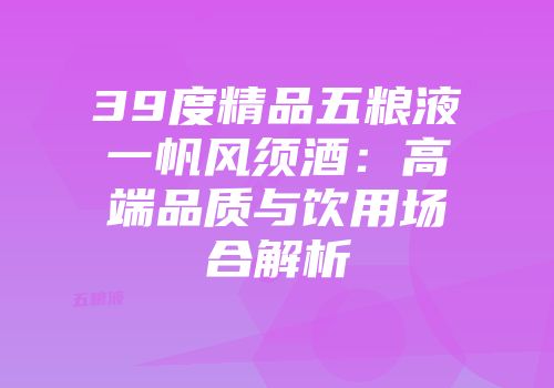 39度精品五粮液一帆风须酒：高端品质与饮用场合解析