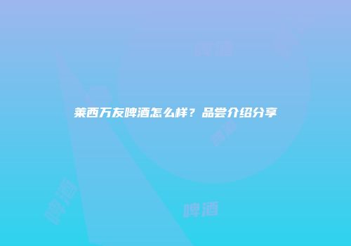 莱西万友啤酒怎么样？品尝介绍分享