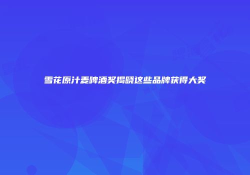 雪花原汁麦啤酒奖揭晓这些品牌获得大奖