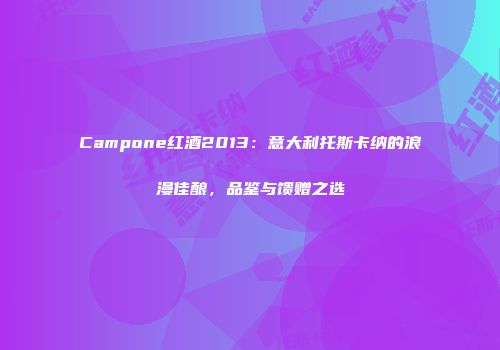 Campone红酒2013：意大利托斯卡纳的浪漫佳酿，品鉴与馈赠之选