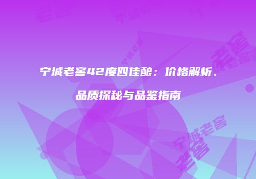 宁城老窖42度四佳酿：价格解析、品质探秘与品鉴指南