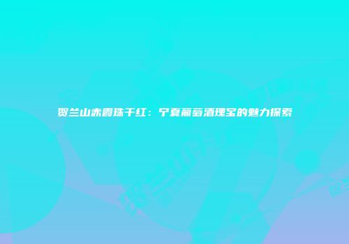 贺兰山赤霞珠干红：宁夏葡萄酒瑰宝的魅力探索
