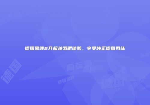 德国黑啤2升超越酒吧体验，享受纯正德国风味