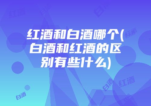 红酒和白酒哪个(白酒和红酒的区别有些什么)