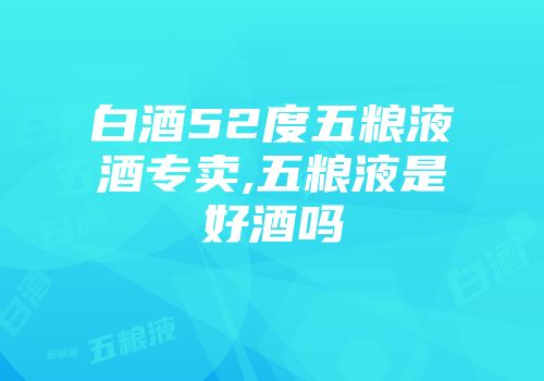 白酒52度五粮液酒专卖,五粮液是好酒吗