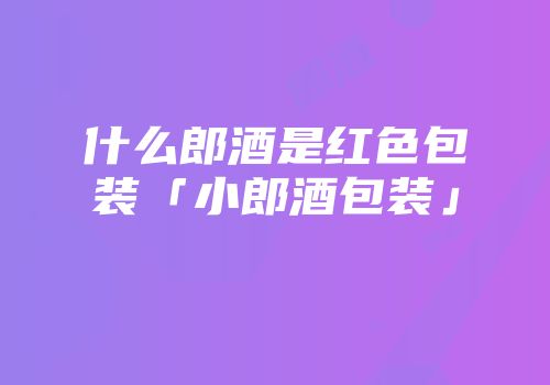 什么郎酒是红色包装「小郎酒包装」