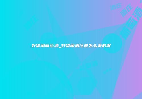 好望角葡萄酒_好望角酒庄是怎么来的呢