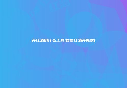 开红酒用什么工具(自制红酒开瓶器)