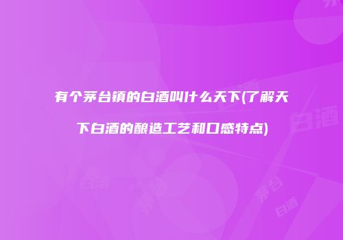 有个茅台镇的白酒叫什么天下(了解天下白酒的酿造工艺和口感特点)