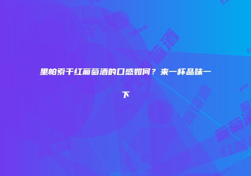 里帕索干红葡萄酒的口感如何？来一杯品味一下