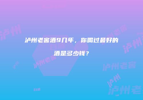 泸州老窖酒9几年，你喝过最好的酒是多少钱？