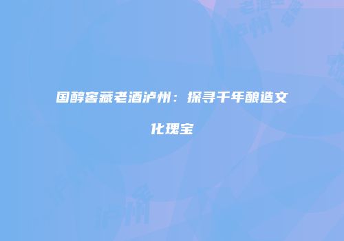国醇窖藏老酒泸州：探寻千年酿造文化瑰宝