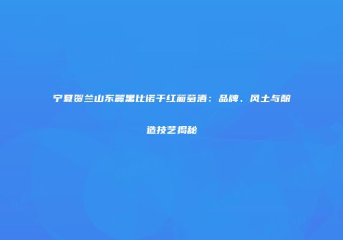 宁夏贺兰山东麓黑比诺干红葡萄酒：品牌、风土与酿造技艺揭秘