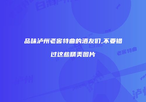 品味泸州老窖特曲的酒友们,不要错过这些精美图片