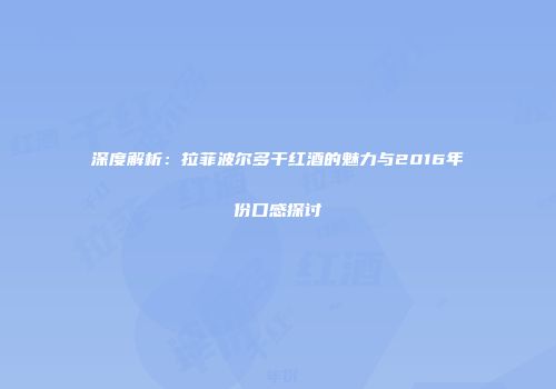 深度解析：拉菲波尔多干红酒的魅力与2016年份口感探讨
