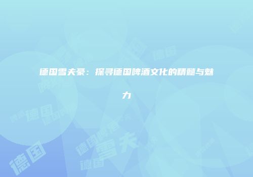德国雪夫豪：探寻德国啤酒文化的精髓与魅力