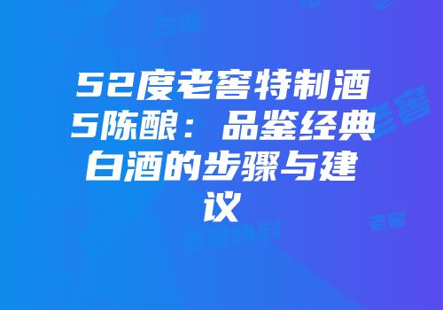52度老窖特制酒5陈酿：品鉴经典白酒的步骤与建议