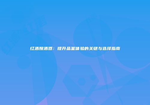 红酒醒酒器：提升品鉴体验的关键与选择指南