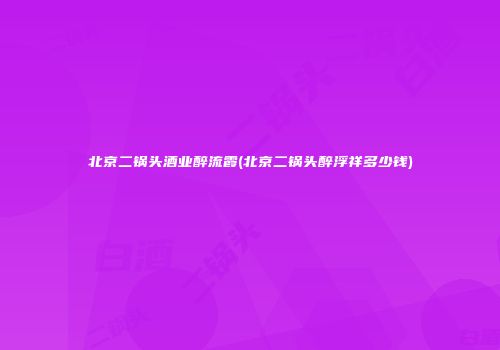 北京二锅头酒业醉流霞(北京二锅头醉浮祥多少钱)