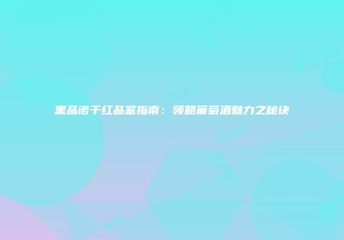 黑品诺干红品鉴指南：领略葡萄酒魅力之秘诀
