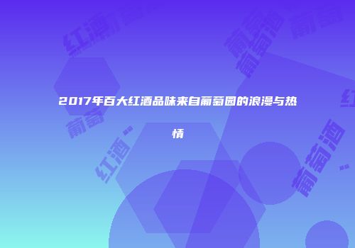 2017年百大红酒品味来自葡萄园的浪漫与热情
