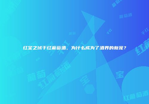 红宝之域干红葡萄酒，为什么成为了酒界的新宠？