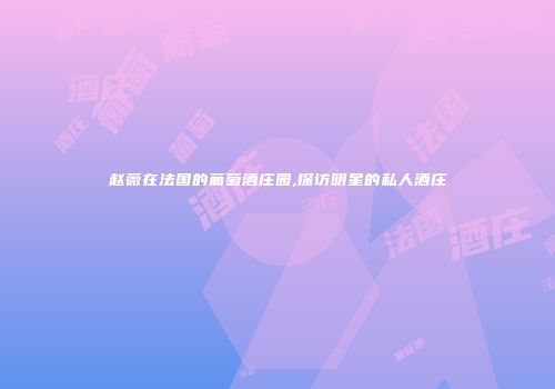 赵薇在法国的葡萄酒庄园,探访明星的私人酒庄
