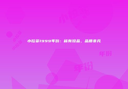 小拉菲1999年份：稀有珍品，品质非凡