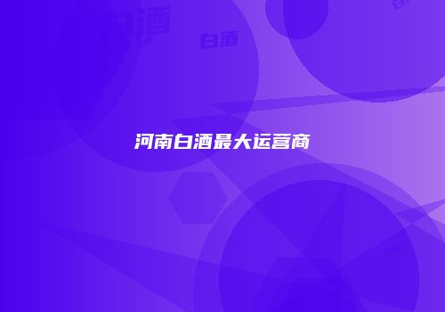 河南白酒最大运营商