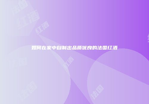如何在家中自制出品质优良的法国红酒
