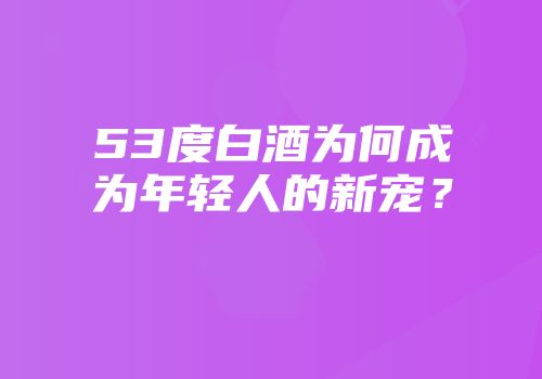 53度白酒为何成为年轻人的新宠？