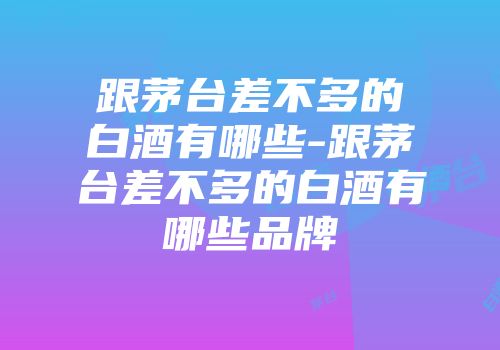 跟茅台差不多的白酒有哪些-跟茅台差不多的白酒有哪些品牌
