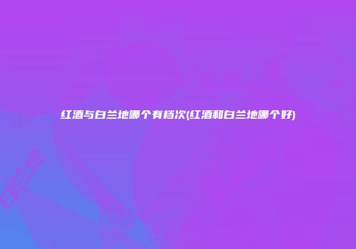 红酒与白兰地哪个有档次(红酒和白兰地哪个好)