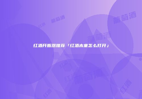 红酒开瓶器推荐「红酒木塞怎么打开」