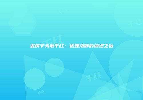 泥房子天鹅干红：优雅浓郁的浪漫之选