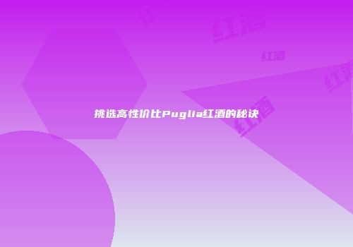 挑选高性价比Puglia红酒的秘诀