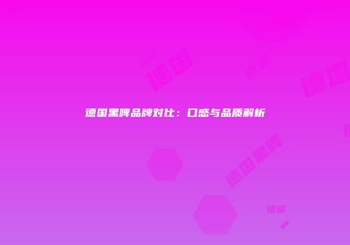 德国黑啤品牌对比：口感与品质解析