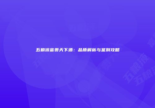 五粮液富贵天下酒：品质解析与鉴别攻略