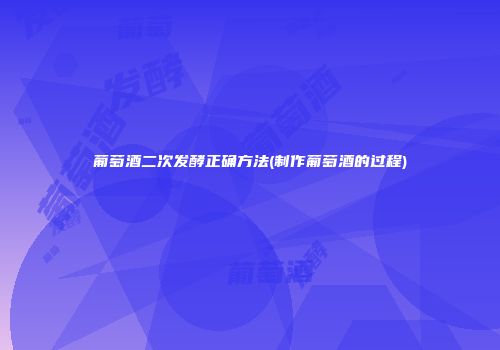 葡萄酒二次发酵正确方法(制作葡萄酒的过程)