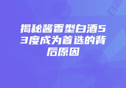 揭秘酱香型白酒53度成为首选的背后原因