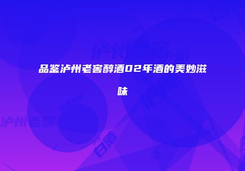品鉴泸州老窖醇酒02年酒的美妙滋味