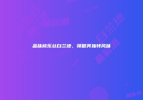 品味桃乐丝白兰地，领略其独特风味