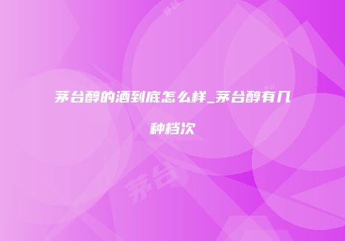 茅台醇的酒到底怎么样_茅台醇有几种档次