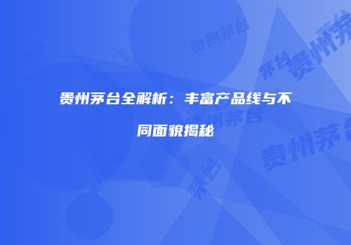 贵州茅台全解析：丰富产品线与不同面貌揭秘