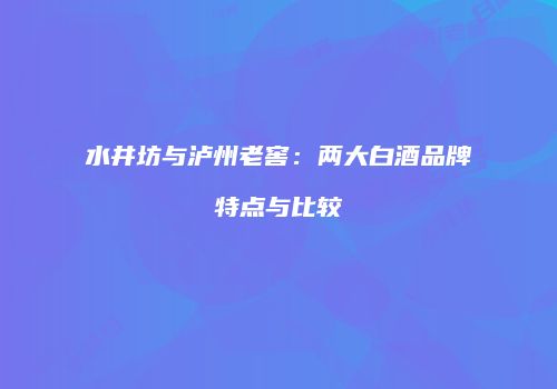 水井坊与泸州老窖：两大白酒品牌特点与比较