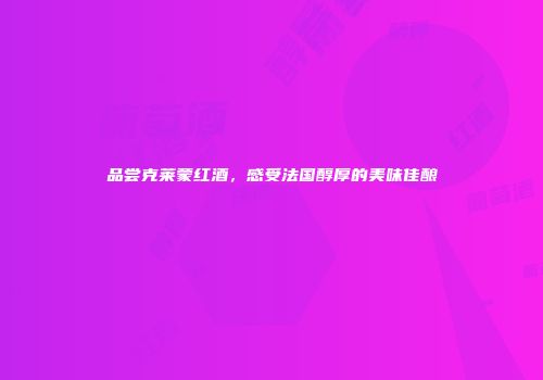 品尝克莱蒙红酒，感受法国醇厚的美味佳酿
