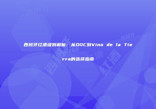 西班牙红酒级别解析：从DOC到Vino de la Tierra的选择指南
