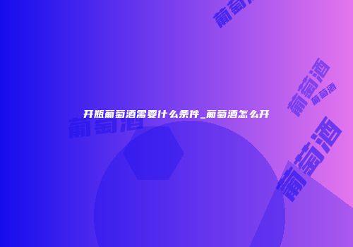 开瓶葡萄酒需要什么条件_葡萄酒怎么开